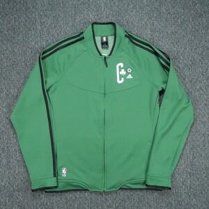 Boston Celtics Jacket Women Large Green Adidas Full Zip Track Athletic NBA